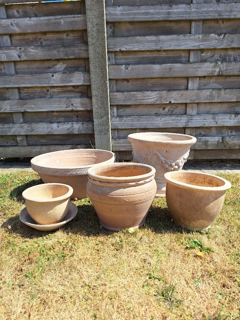 5 grote terracotta bloempotten, Enlèvement, Utilisé, Terracotta