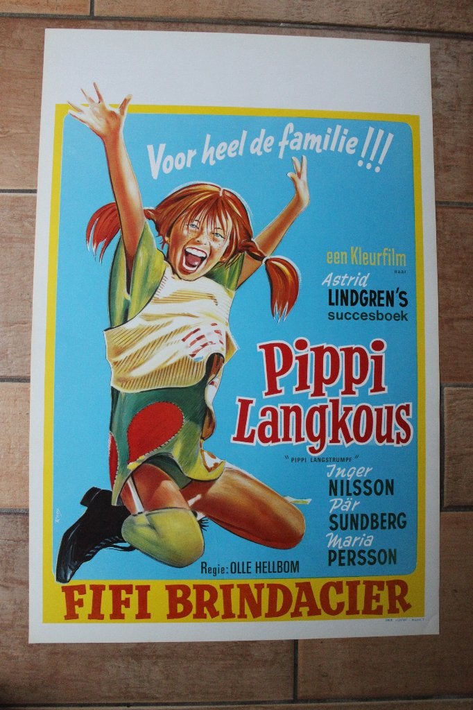 filmaffiche Pippi Langkous 1969 filmposter, Verzamelen, Rechthoekig Staand, Ophalen of Verzenden, Zo goed als nieuw, A1 t/m A3
