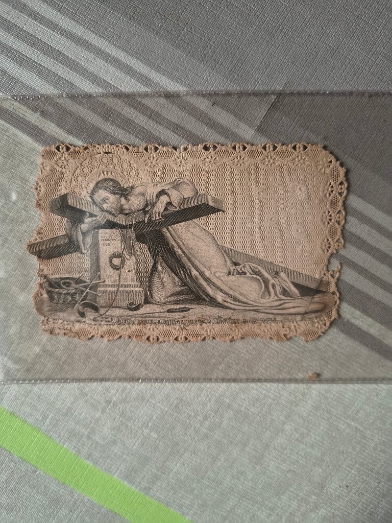 carte de décès ancienne 1862 bruxelles avec dentelle, Collections, Enlèvement ou Envoi