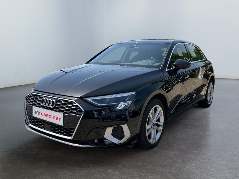 Audi A3 Advanced*S-Line interieur*GPS*Carplay*Capteurs Ar*Cl, 116 pk, Lederen bekleding, Zwart, Bedrijf