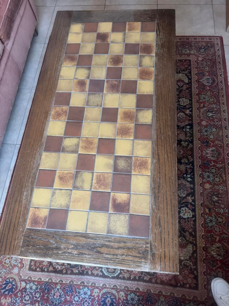 Salontafel hout +steen, Huis en Inrichting, Ophalen, Gebruikt