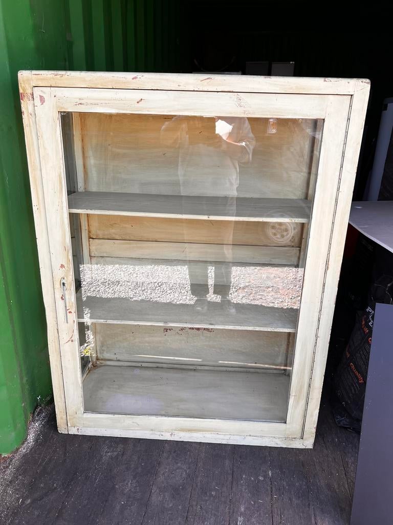 Oude vitrinekast kan men ook ophangen, 25 à 50 cm, Avec porte(s), Vintage, 100 à 150 cm