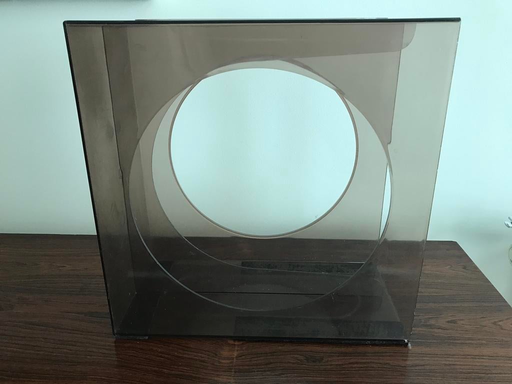 Platenbak elpee vinyl bak houder rek Bruin fumé kunststof, Ophalen of Verzenden