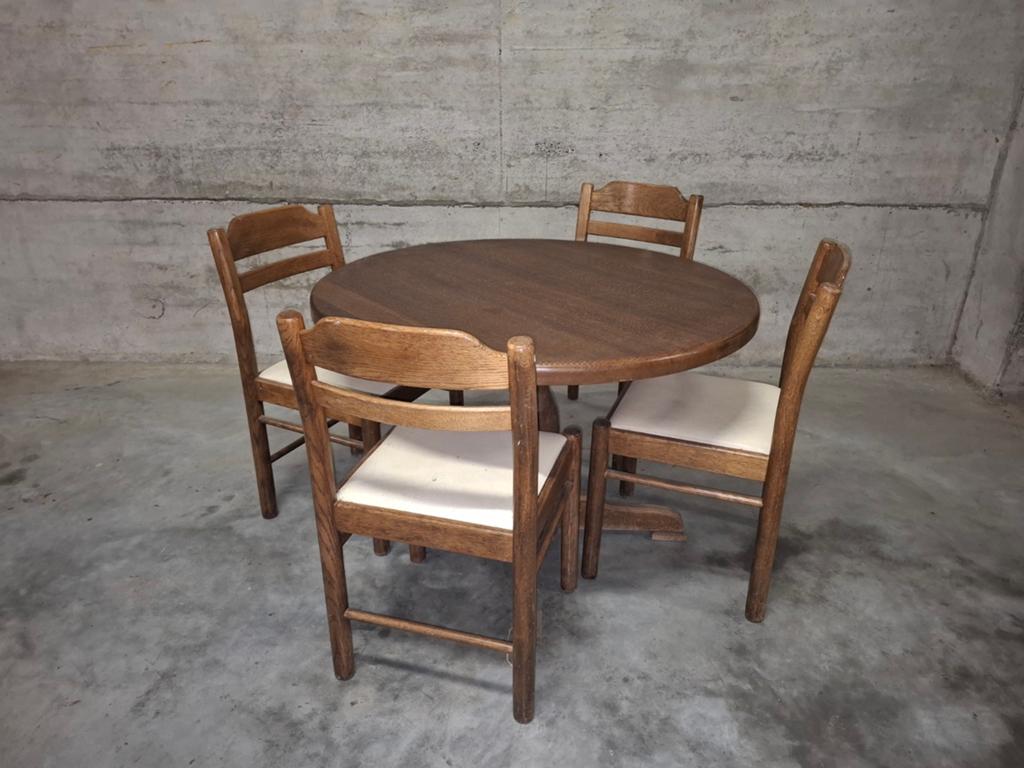 Eiken tafel met 4 stoelen, Huis en Inrichting, Complete eetkamers, Ophalen