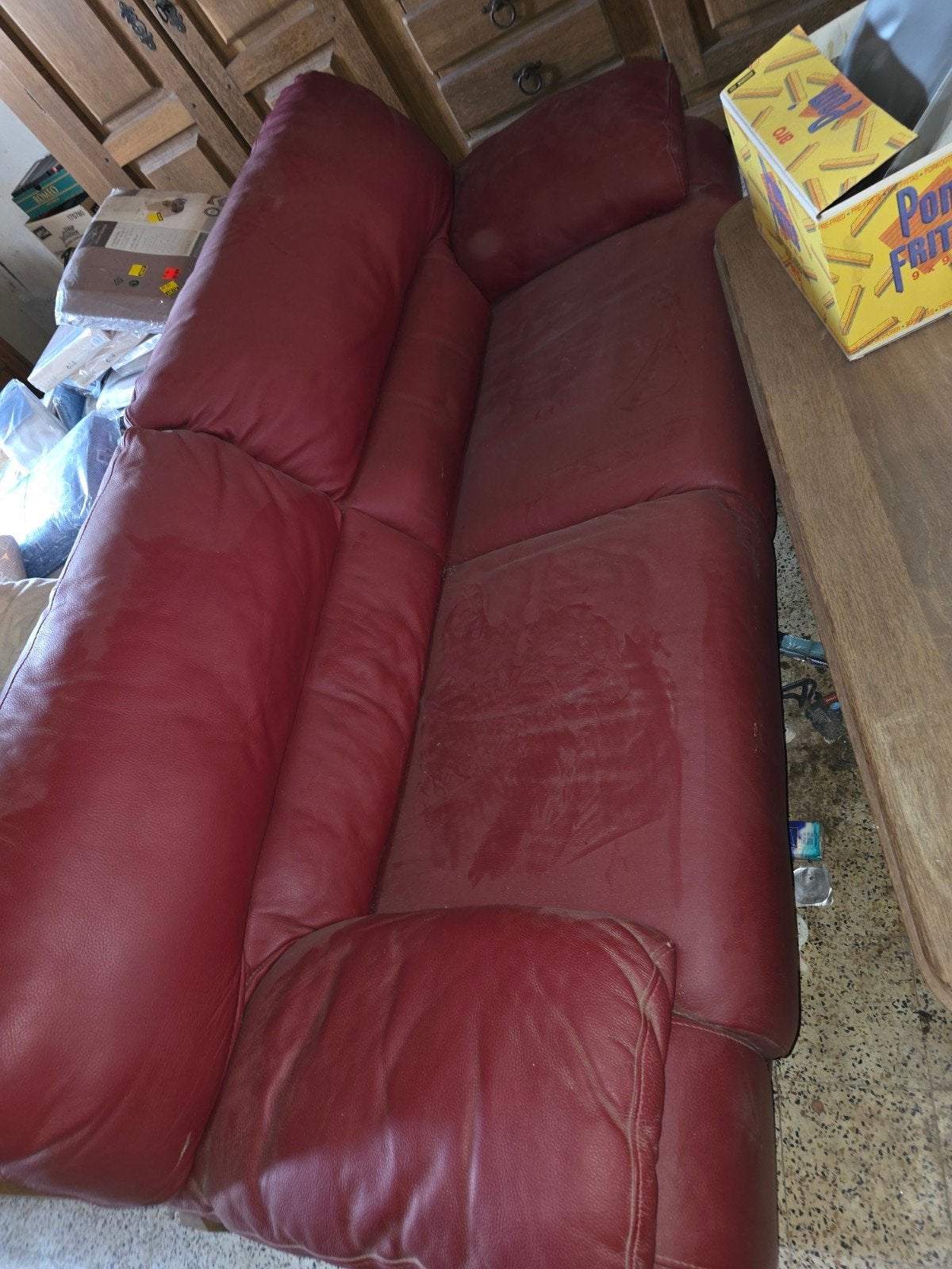 fauteuil en cuire rouge, Maison & Meubles, Enlèvement