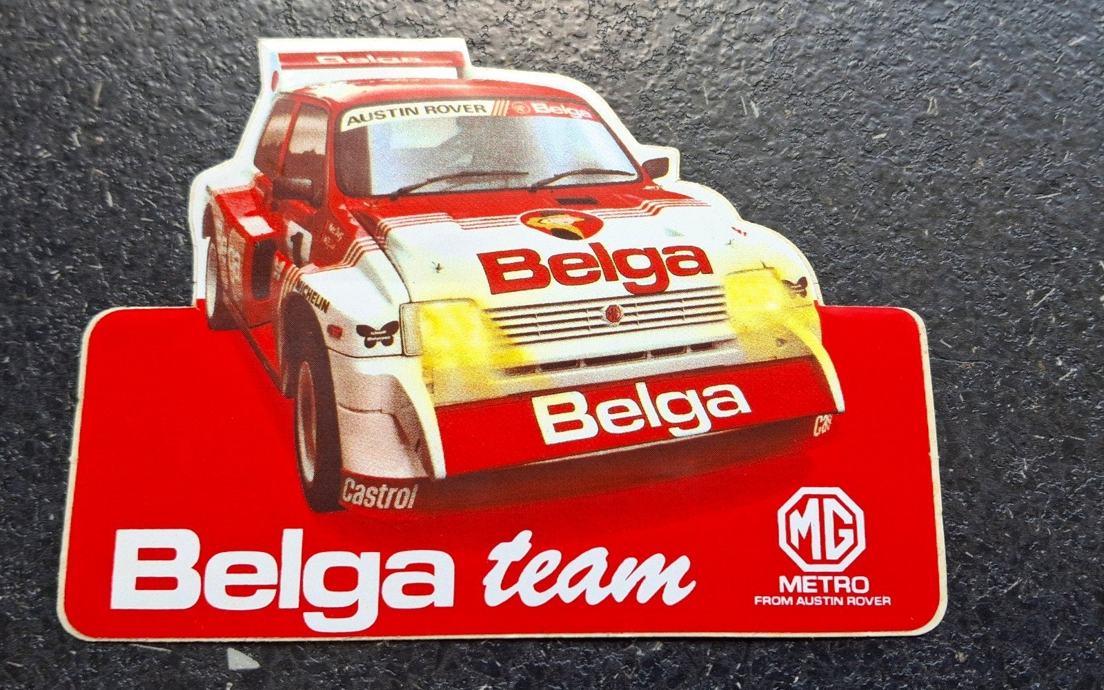 Autocollant de l'équipe de rallye automobile Belga MG Austin, Collections, Autocollants, Enlèvement ou Envoi, Comme neuf, Voiture ou Moto