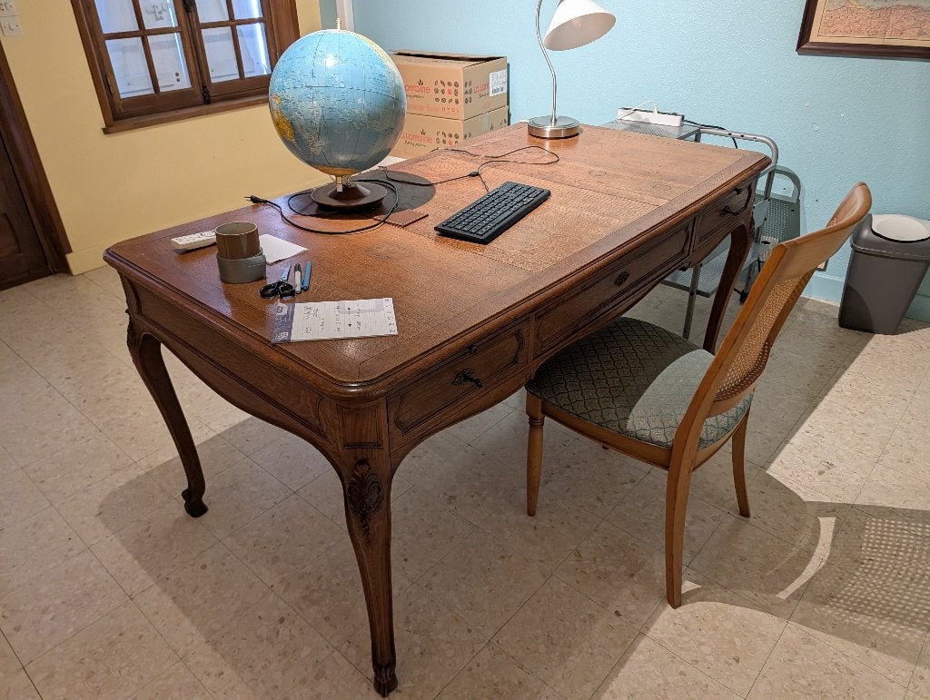 Bureau style Louis XV en chène, 90 cm, Autres marques, Autres types, 179 cm