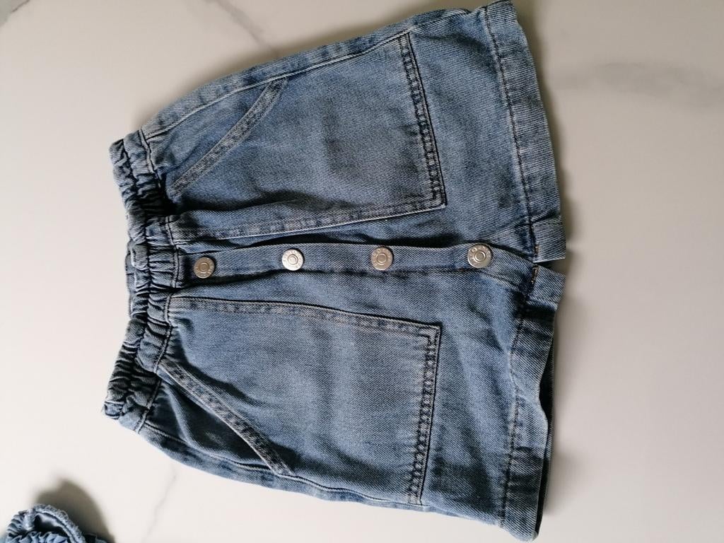 Jeans rok fish and chips Maat 134, Ophalen