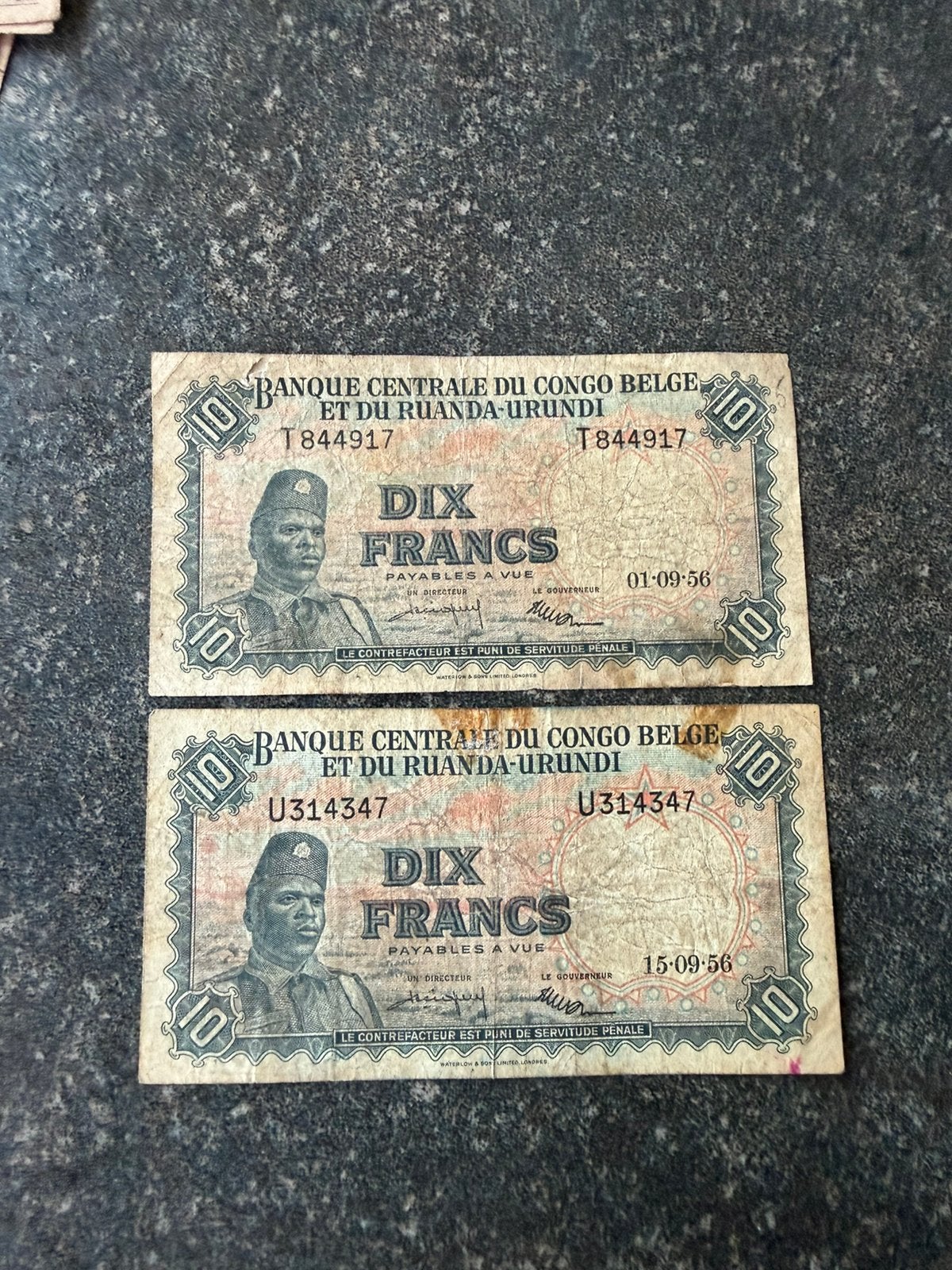 Setje 10 frank biljetten belgisch-congo!, Ophalen of Verzenden, Setje