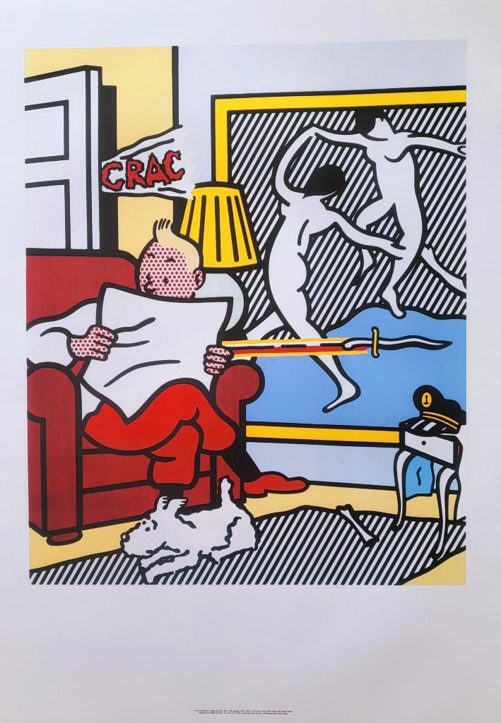 Lichtenstein - Tintin reading - Kuifje leest, Antiek en Kunst, Ophalen of Verzenden
