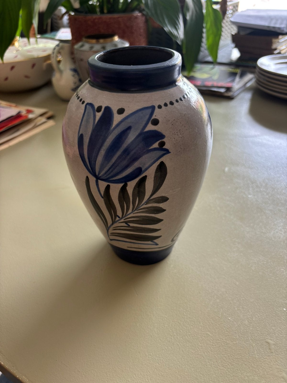 Vase decor floral bleu, Ophalen of Verzenden