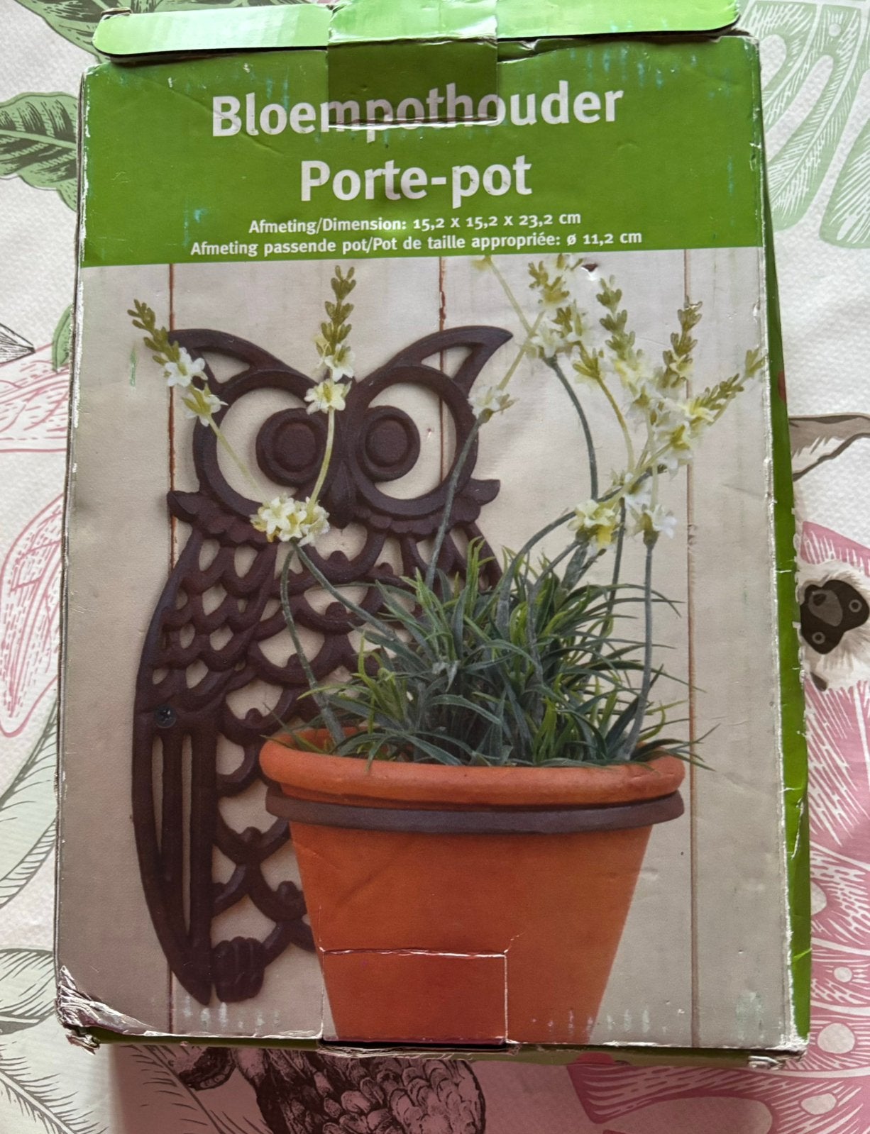 Metalen bloempothouder ,uil’., Tuin en Terras, Ophalen of Verzenden, Nieuw, Metaal, Binnen