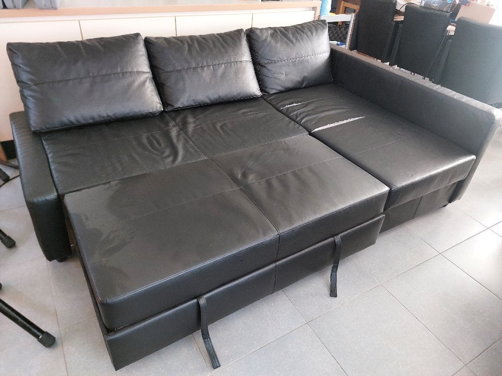 Bank Ikea FRIHETEN Bomstad zwart    µ9z, Ophalen, Zwart, 140 cm