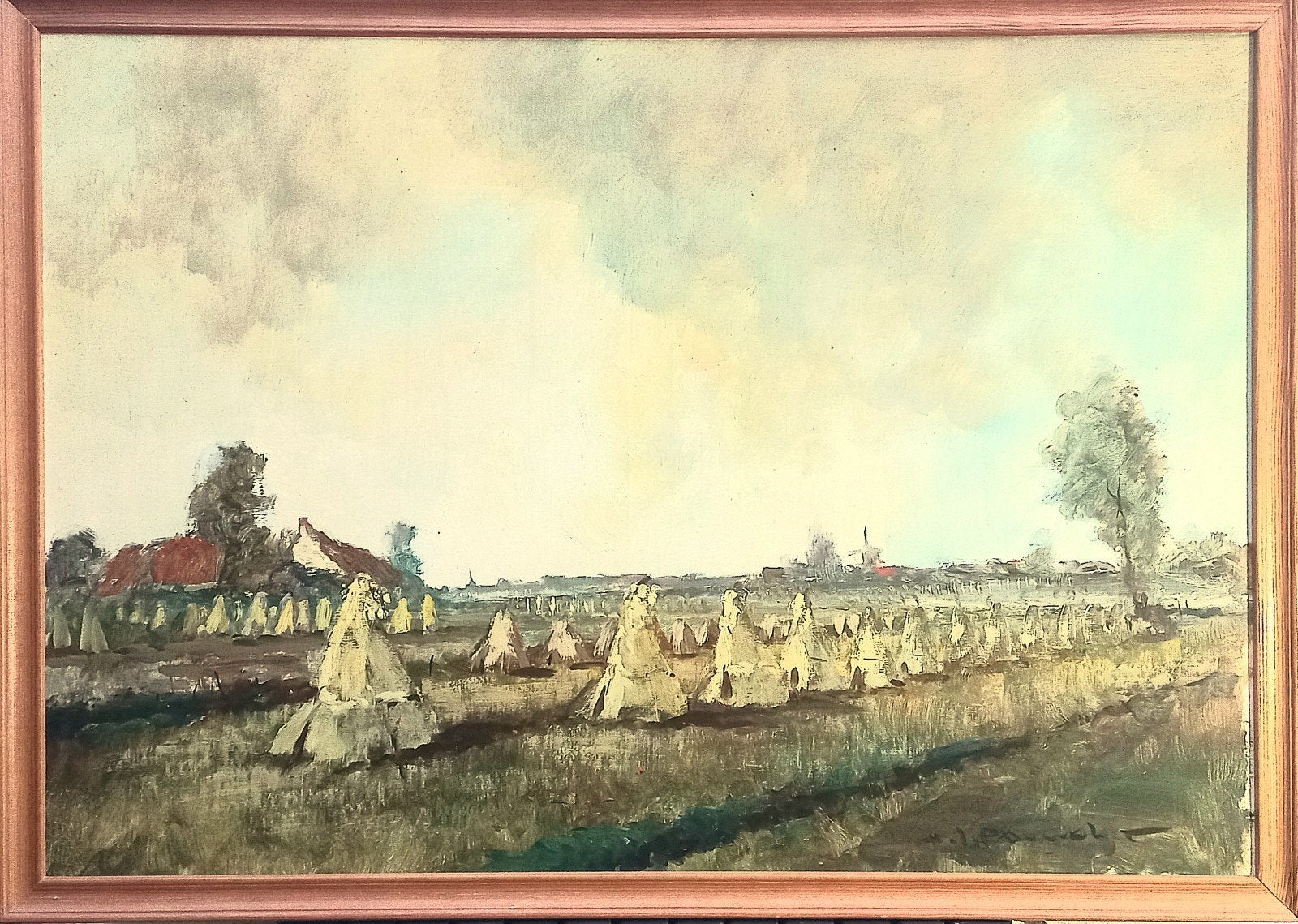 H. J. PAUWELS. Groot lichtbord. Olie/canvas. 70×100cm, Antiek en Kunst, Kunst | Schilderijen | Klassiek