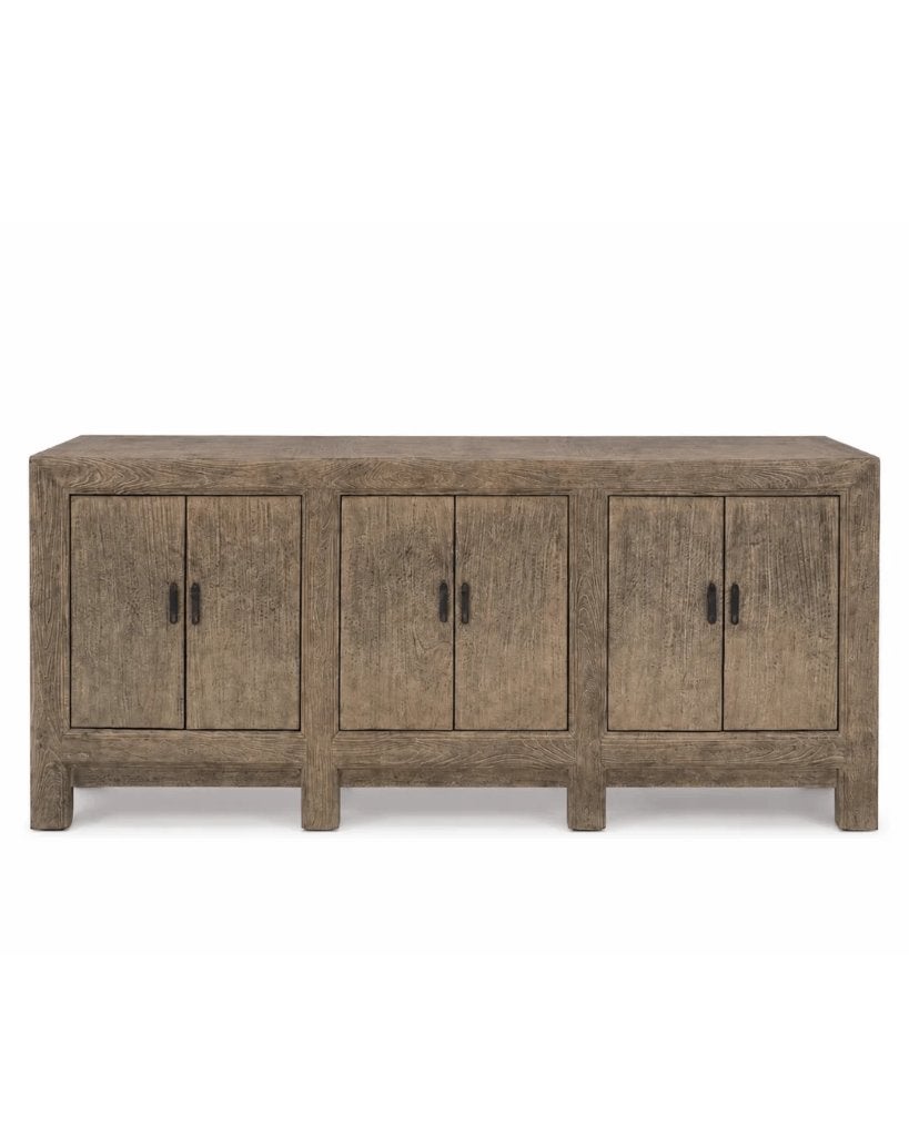 Buffet unique en orme ancien - 220 cm - rural/industriel, Neuf, Avec porte(s), 25 à 50 cm, 200 cm ou plus