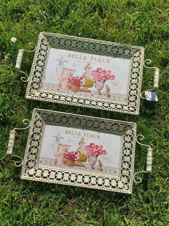 set dienbladen met roosjes, Ophalen of Verzenden, Nieuw, Metaal