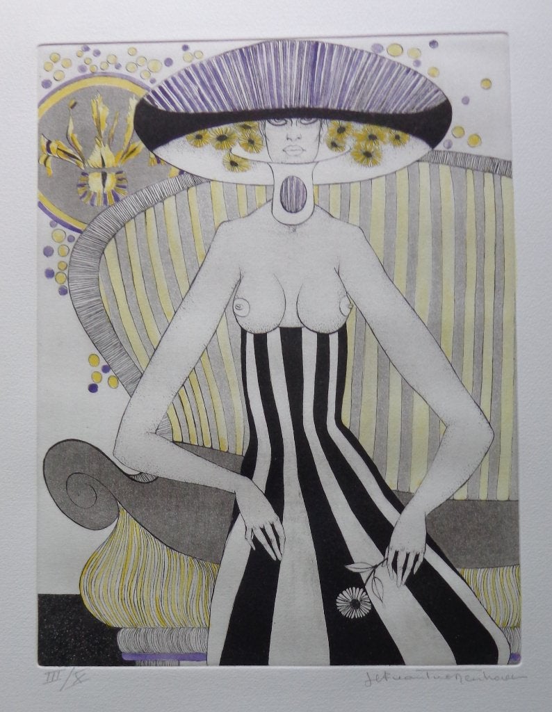 JEF VAN TUERENHOUT / VERHAAL SEIZOENEN / ETS-AQUAREL 66x50cm, Antiek en Kunst, Portret en Figuren, Ophalen of Verzenden, Gelimiteerde oplage