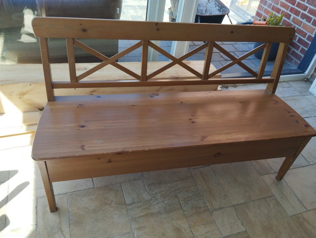 houten zitbank voor binnen 150cm breed, Huis en Inrichting, Ophalen, Gebruikt, Bruin, Eén