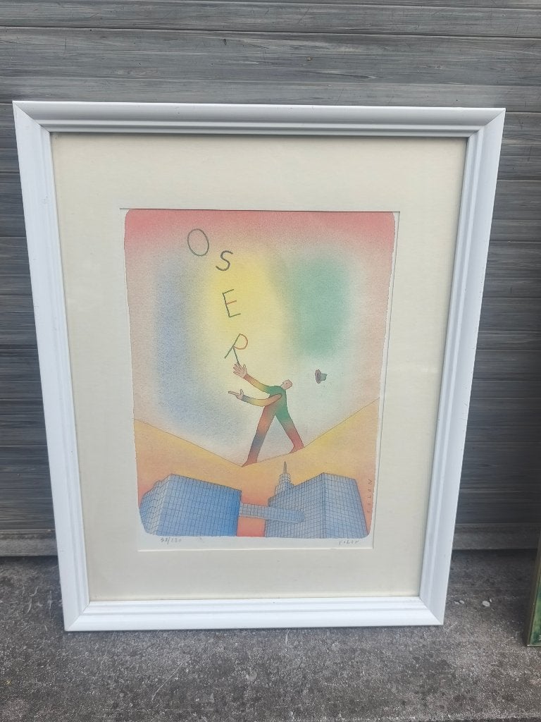 Lithographie signe jean Michel folon, Enlèvement ou Envoi, Lithographie