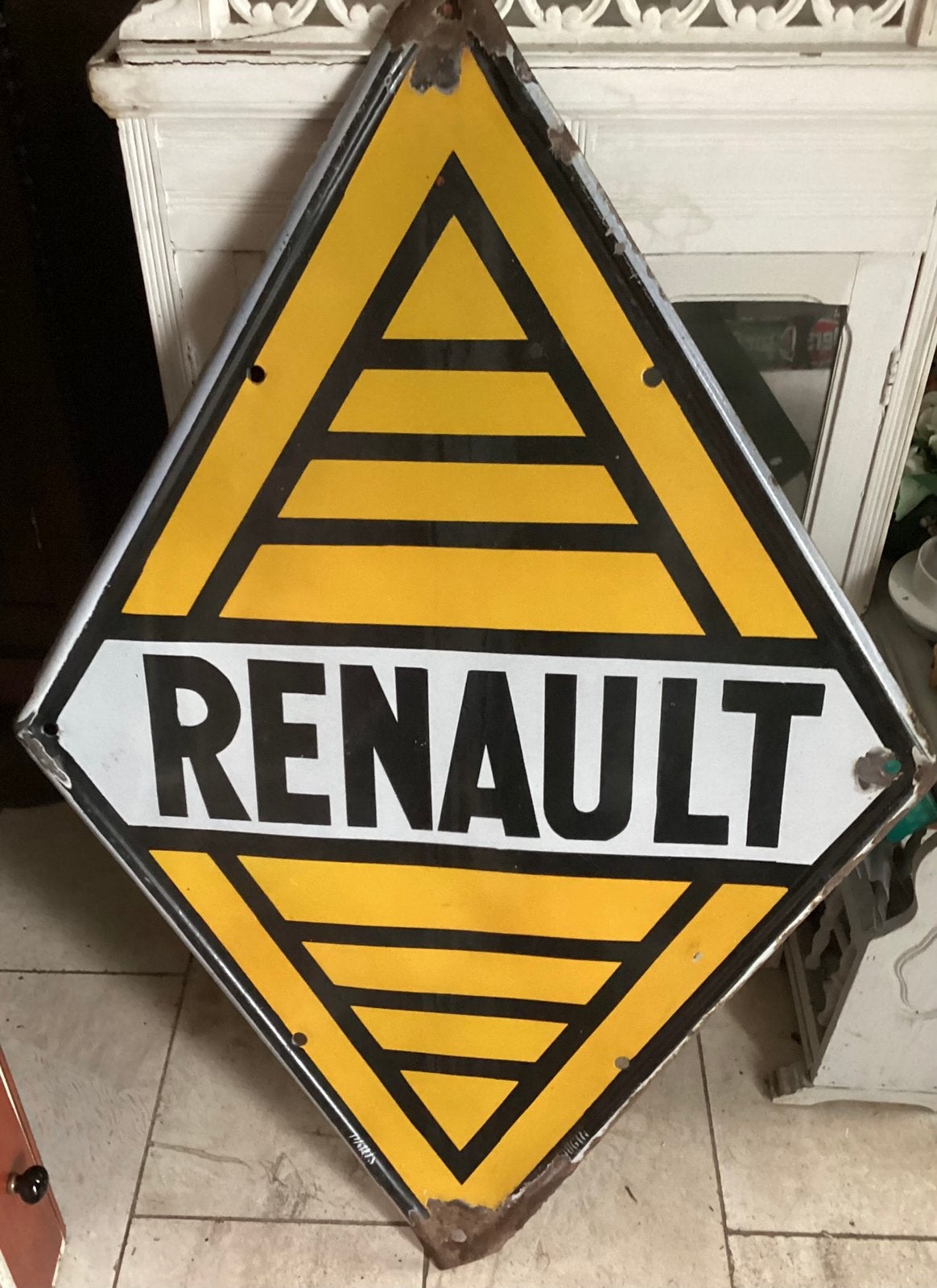Emaille reclamebord RENAULT FR, Verzamelen, Merken en Reclamevoorwerpen, Ophalen of Verzenden, Gebruikt, Reclamebord