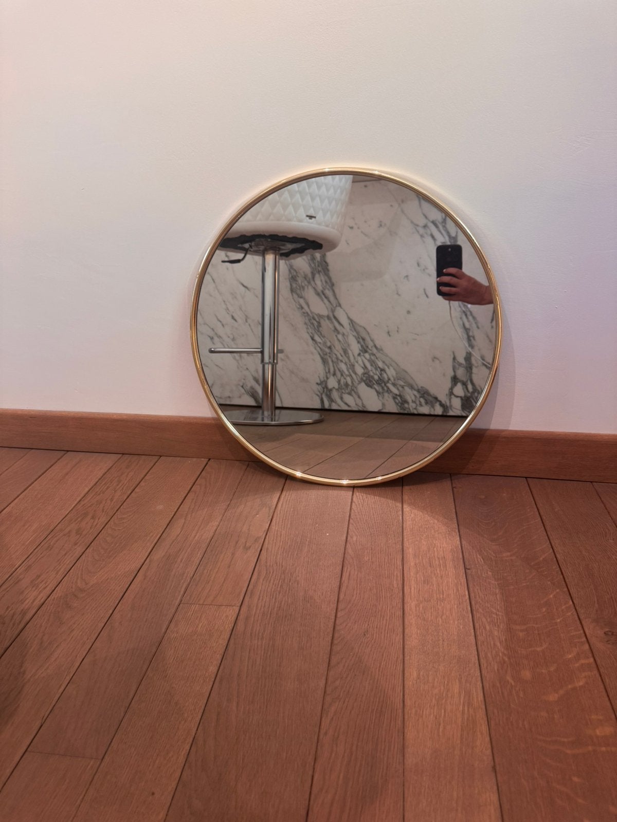 Ronde spiegel goud 50cm, Ophalen, Zo goed als nieuw