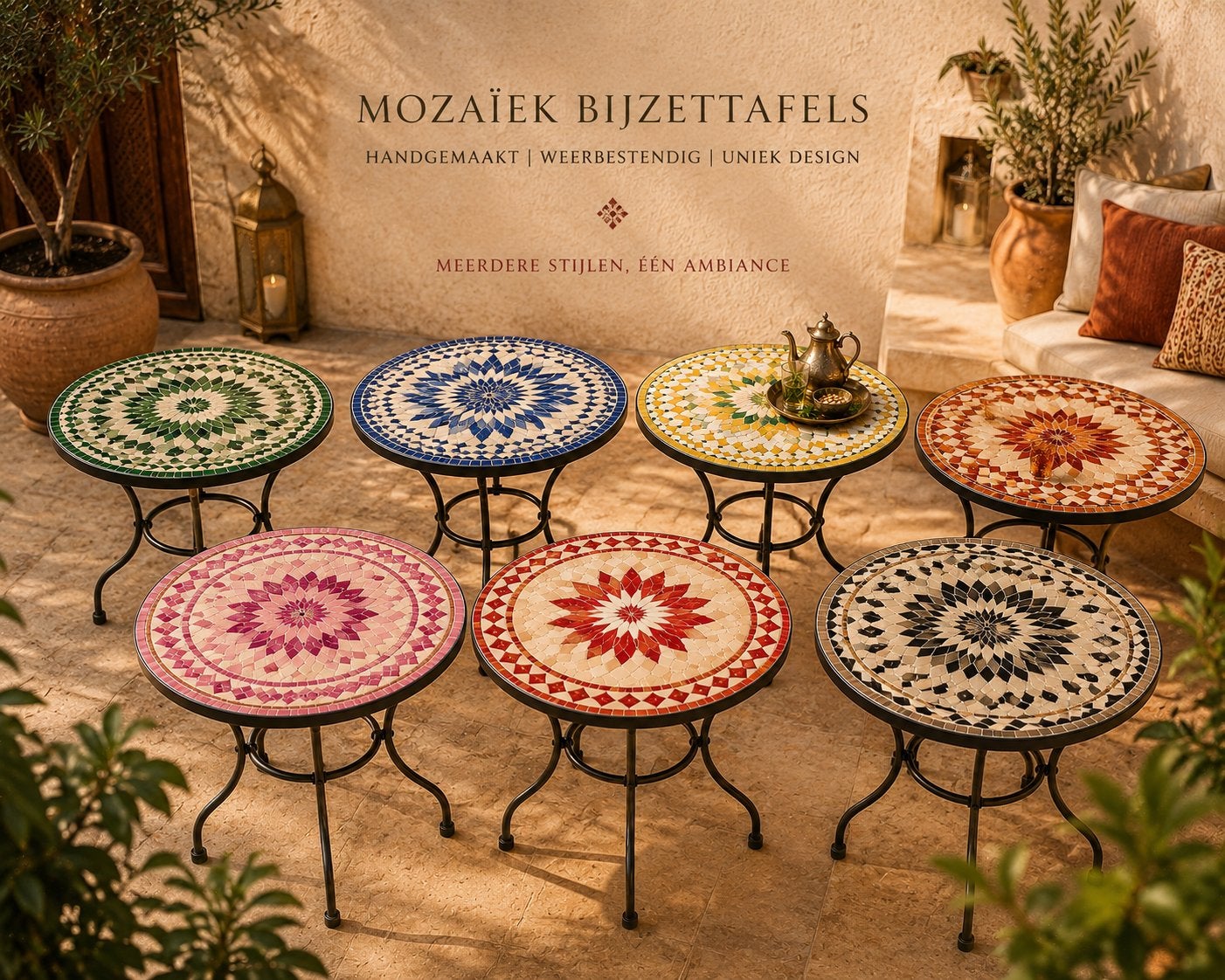 Handgemaakte  Mozaïektafel | Zellige tafel, Antiek en Kunst, Antiek | Meubels | Tafels, Verzenden