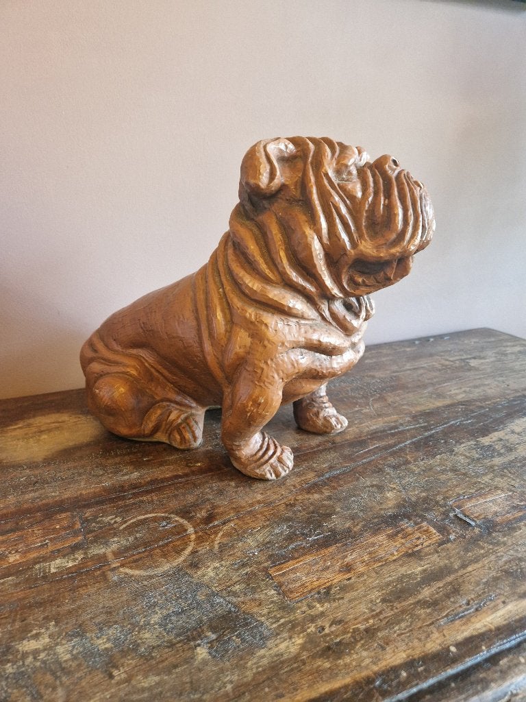 Vintage Engelse Vol Lederen Bull Dog, Antiek en Kunst, Curiosa en Brocante, Ophalen of Verzenden