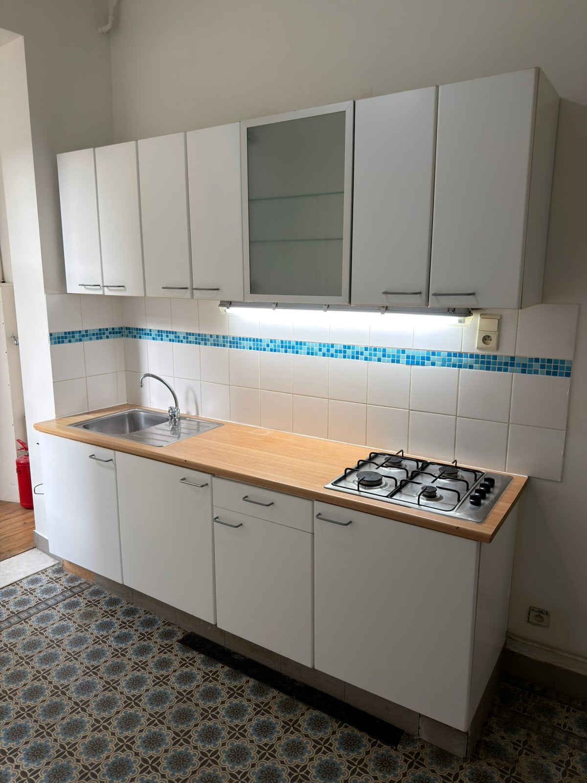Mooie keuken - netjes onderhouden, Huis en Inrichting, Ophalen, Gebruikt, Wit, Enkelwandige keuken
