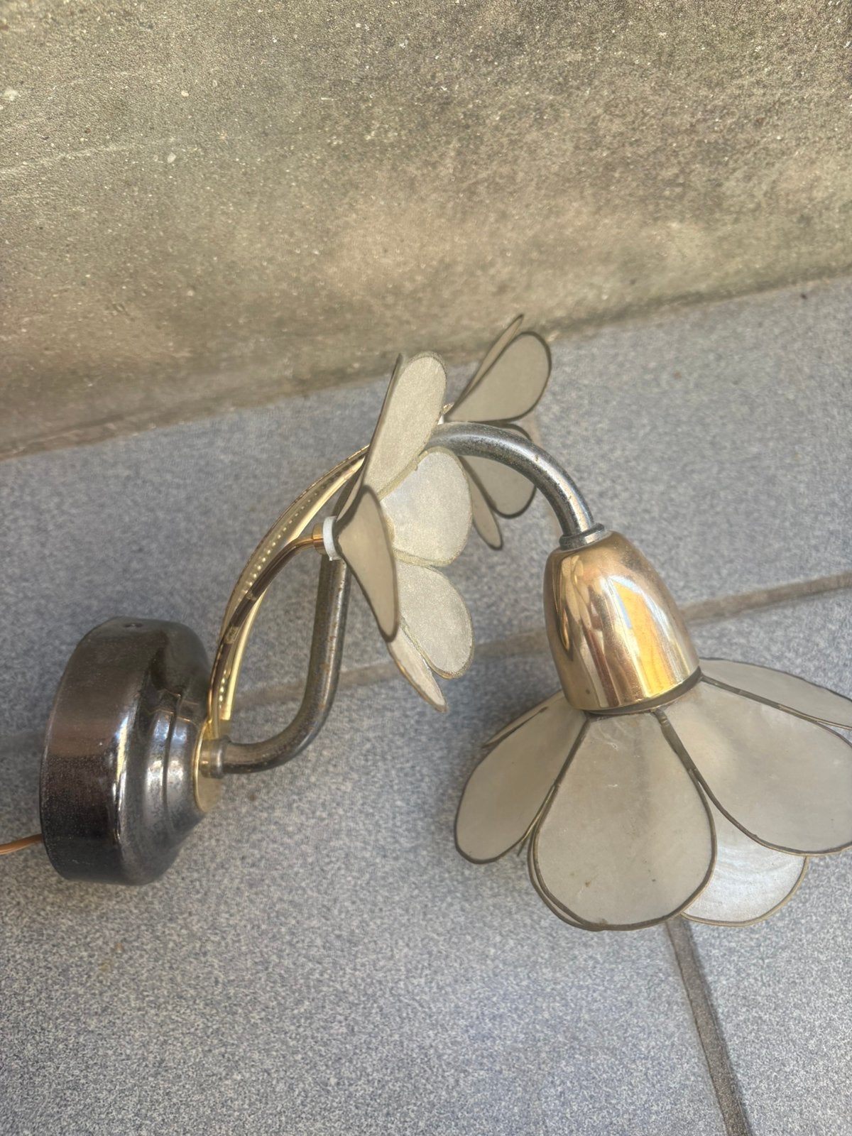 Vintage Capiz schelp wandlampje, Huis en Inrichting, Lampen | Wandlampen, Ophalen of Verzenden, Gebruikt