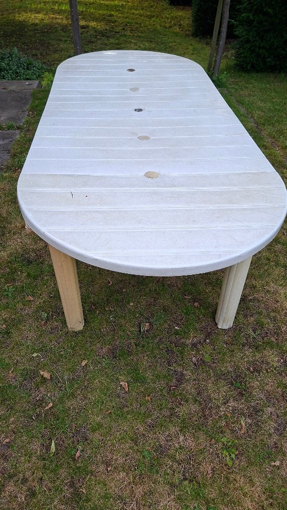 longue table de jardin en plastique blanc, table d'extérieur, Jardin & Terrasse, Tables de jardin, Utilisé, Ovale, Synthétique