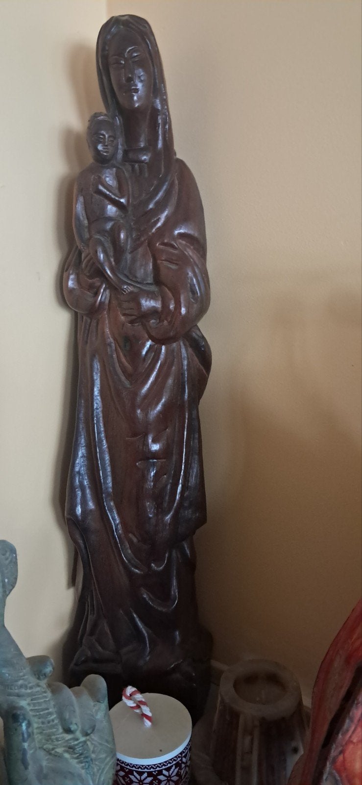Houten Maria-Jezusbeeld 71 cm, Antiek en Kunst, Kunst | Beelden en Houtsnijwerken, Ophalen