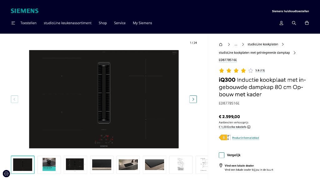 Nieuw in doos, Siemens inductie kookplaat met dampkap, Elektronische apparatuur, Kookplaten, Ophalen, Nieuw, Inbouw, Inductie