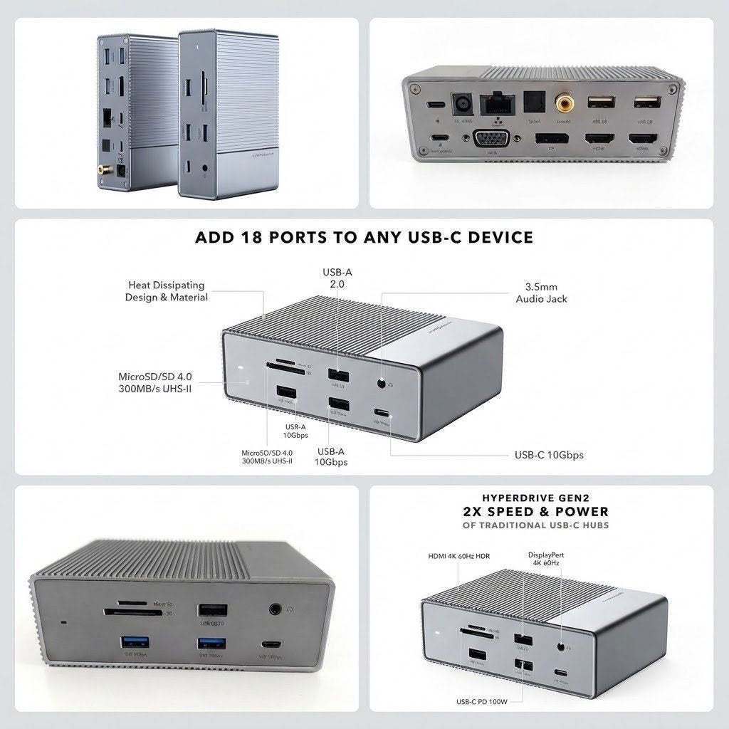 Pro HyperDrive GEN2 18-Port USB-C Docking (nieuwstaat), Ophalen of Verzenden, Zo goed als nieuw