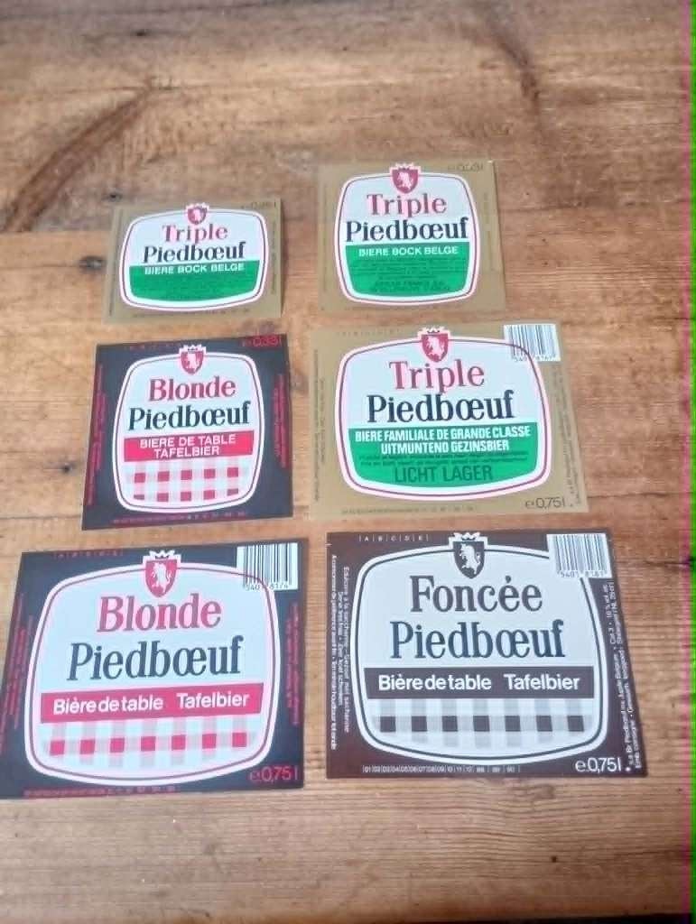 Bieretikettenset voor brouwerijen Piedboeuf, Verzamelen, Ophalen of Verzenden, Zo goed als nieuw, Overige typen, Overige merken