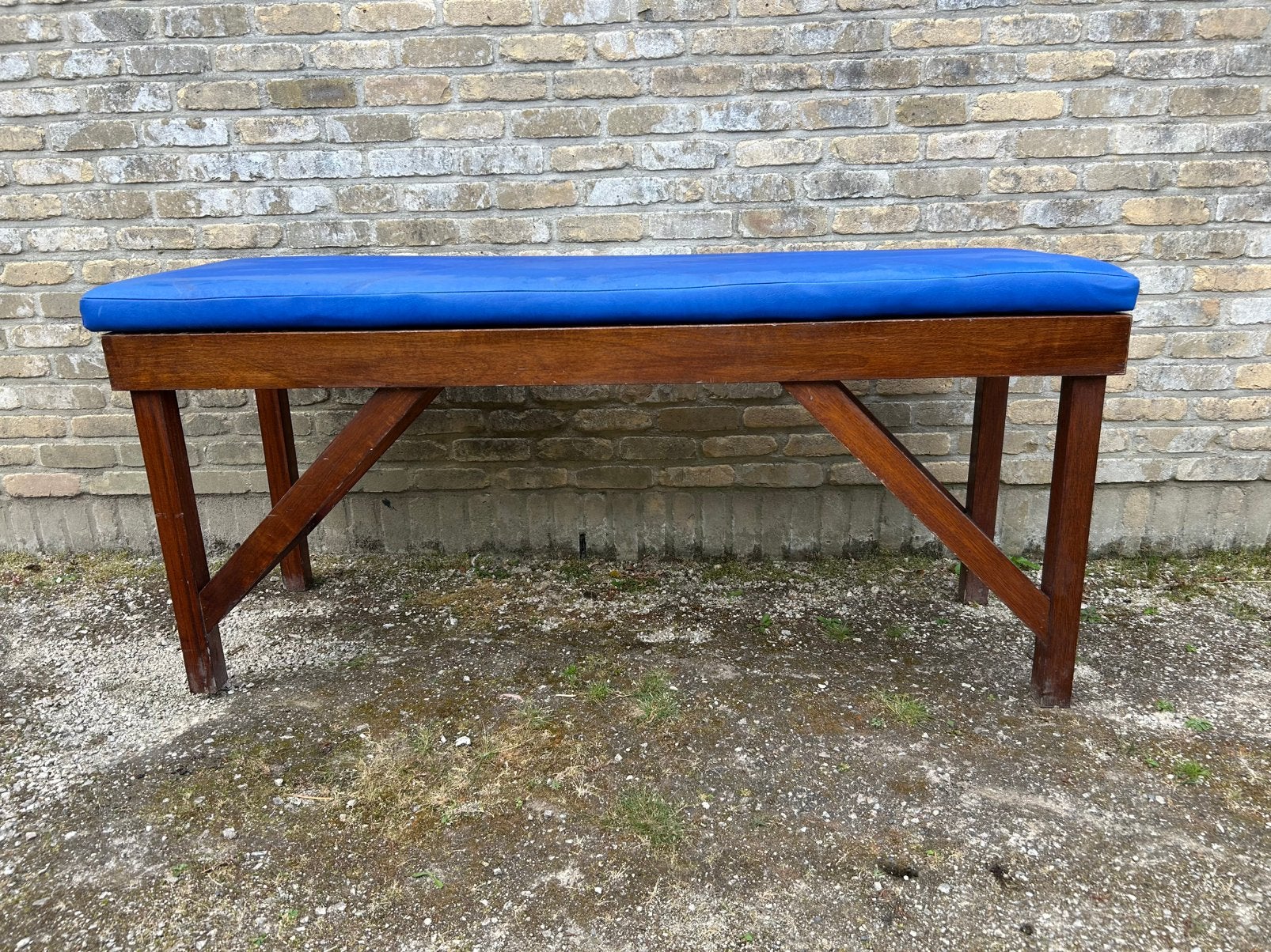 "Professionele massagetafel – Houten frame + blauw kussen, Enlèvement, Rectangulaire, Bois, Utilisé