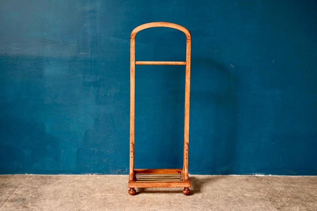 Valet de chambre bois et laiton doré pieds tournés vintage, Maison & Meubles, Enlèvement, Utilisé, 100 à 150 cm, Bois