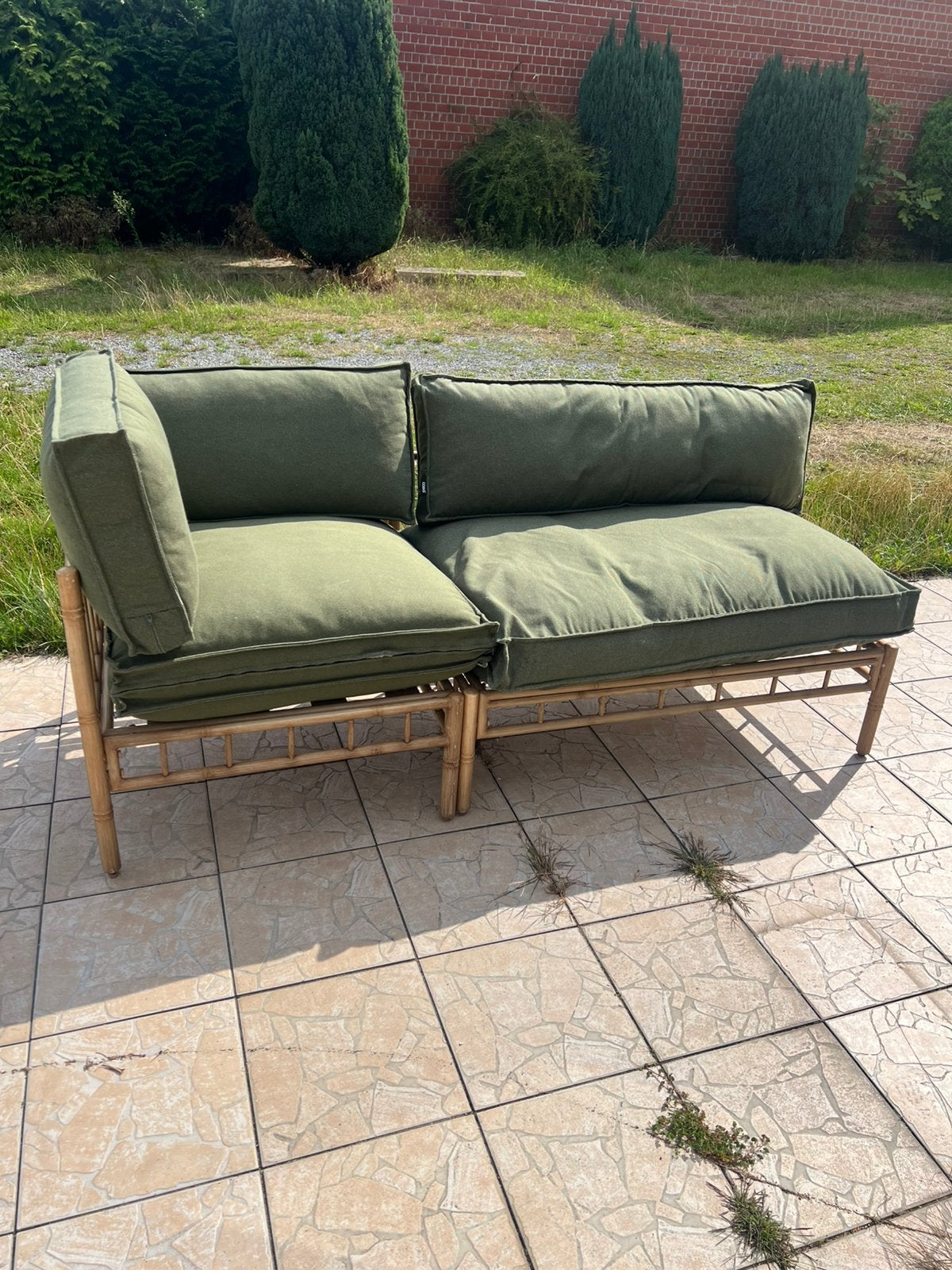 Loungeset met bamboe look, Ophalen, Gebruikt, Aluminium, Loungeset