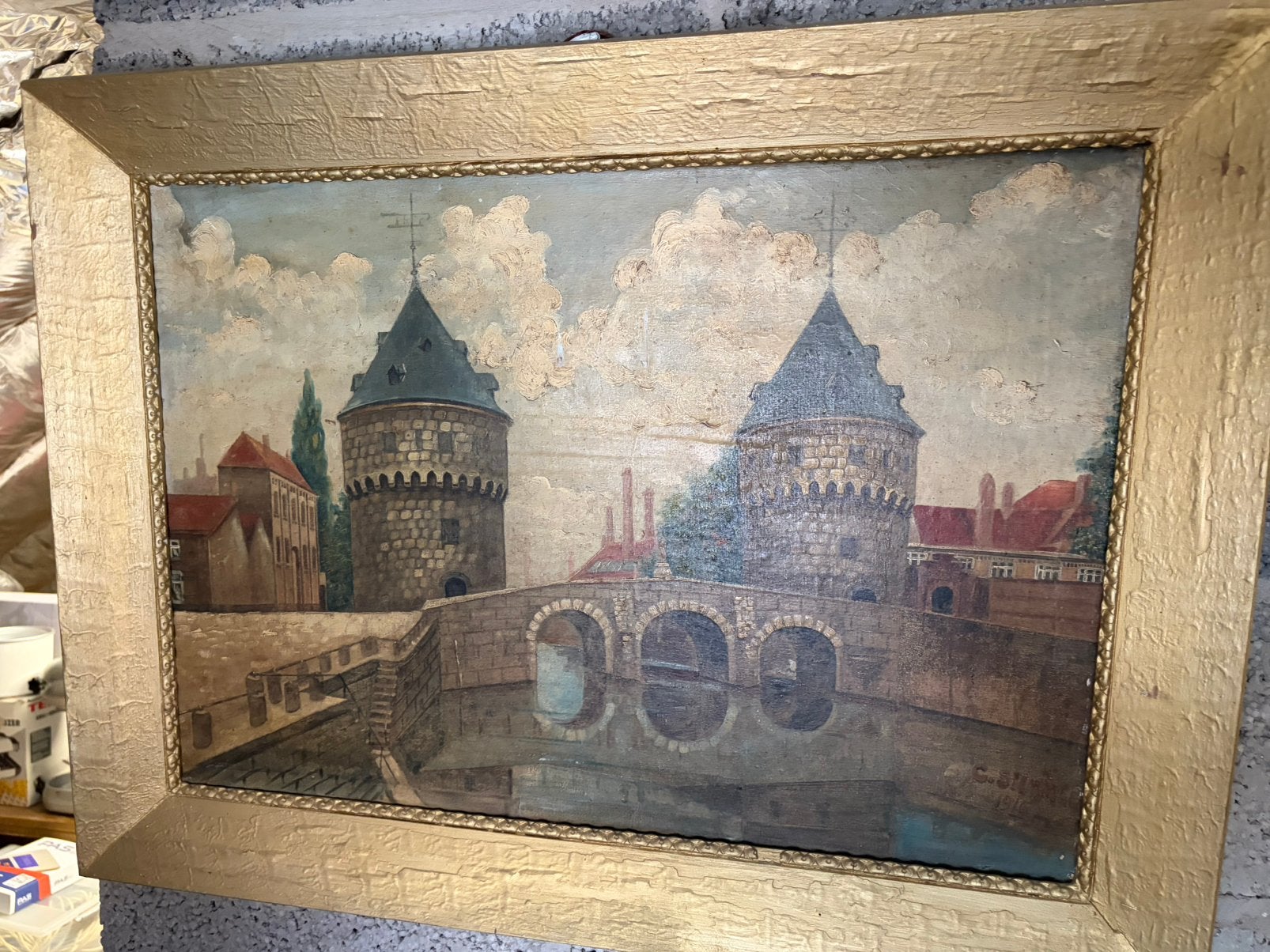 Schilderij van de broeltorens Kortrijk, Ophalen
