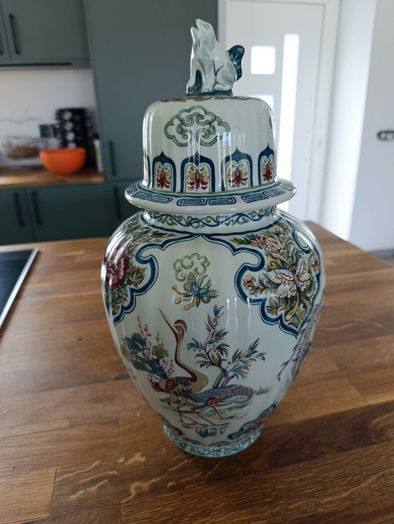 Vase couvert boch changhaï faïence décor chinois fait main, Antiquités & Art, Enlèvement