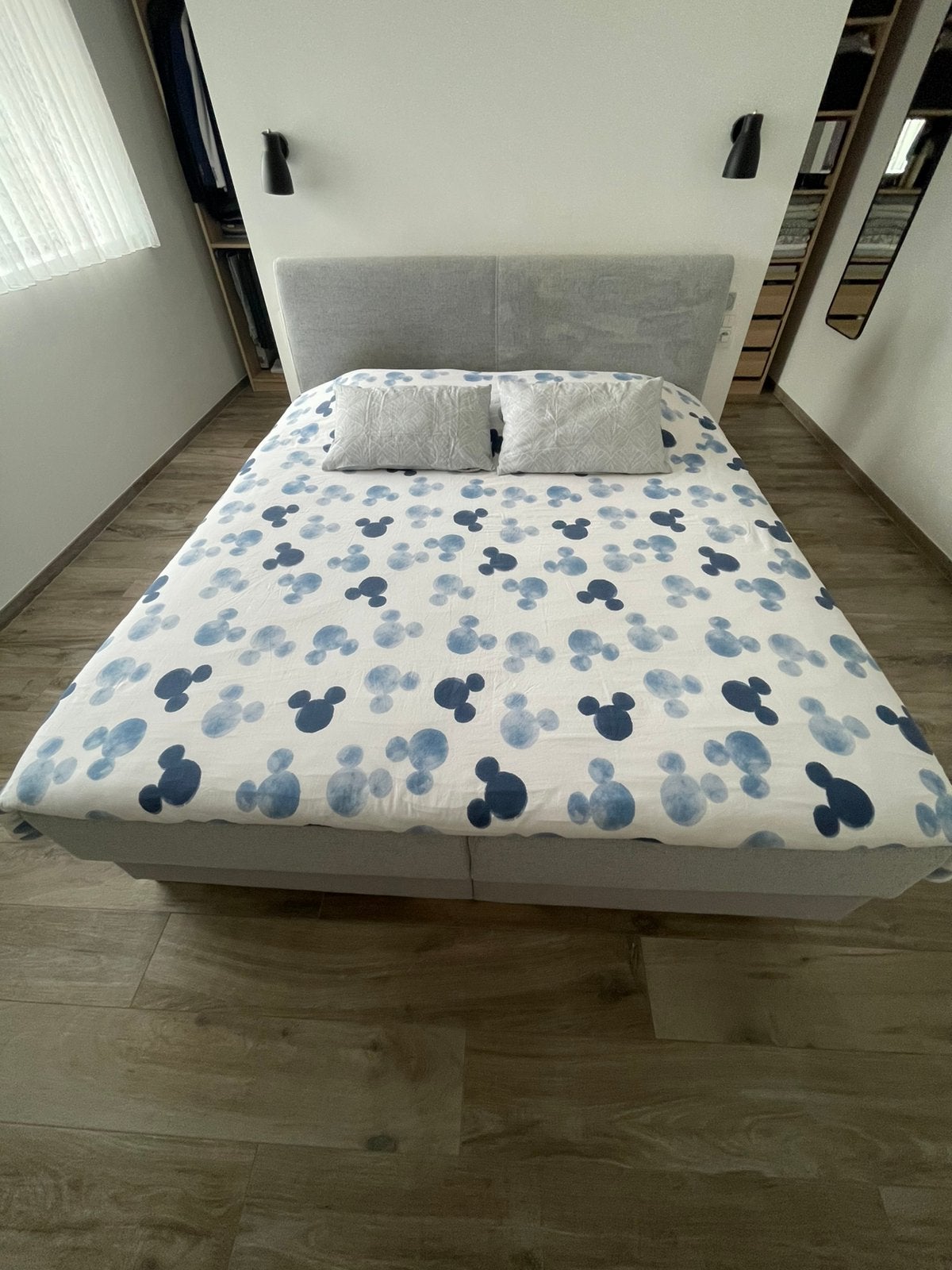 Boxspring met opbergruimte, Maison & Meubles, Gris, Enlèvement, Utilisé, 180 cm