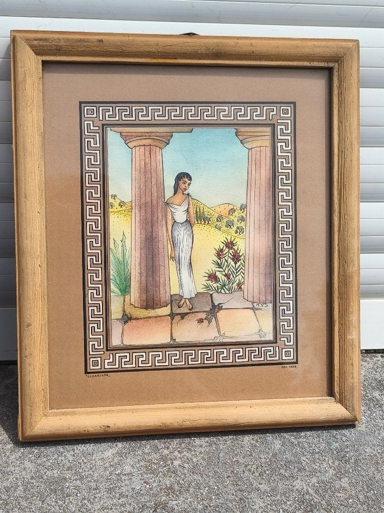 2 Aquarelle monograme m v s, Antiek en Kunst, Ophalen of Verzenden
