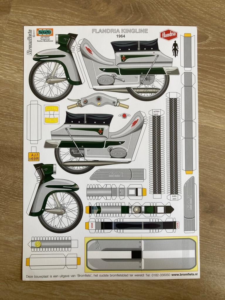 Bouwplaat Flandria Kingline 1964 uitgave BROMFIETS, Fietsen en Brommers, Handleidingen en Instructieboekjes, Verzenden, Nieuw