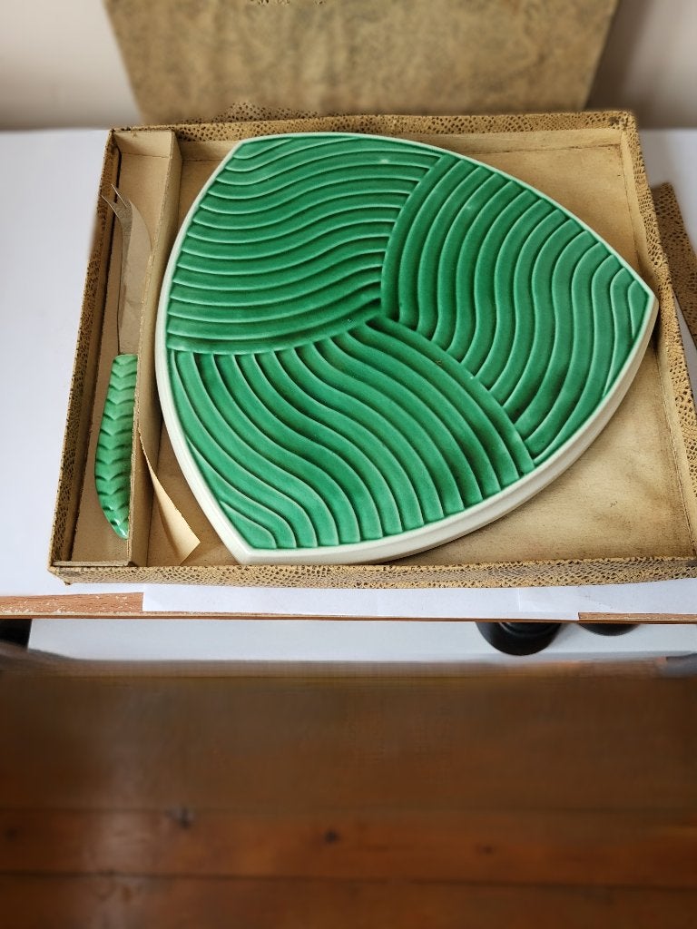 Service fromage vintage SARREGUEMINES vert – Boîte d'origine, Enlèvement ou Envoi