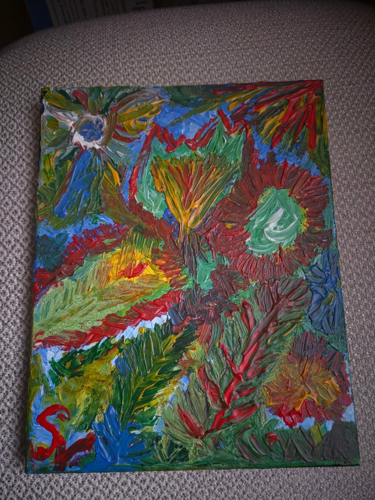 moderne schilderij, Antiek en Kunst, Ophalen of Verzenden, Gesigneerd, Acrylverf, Abstract