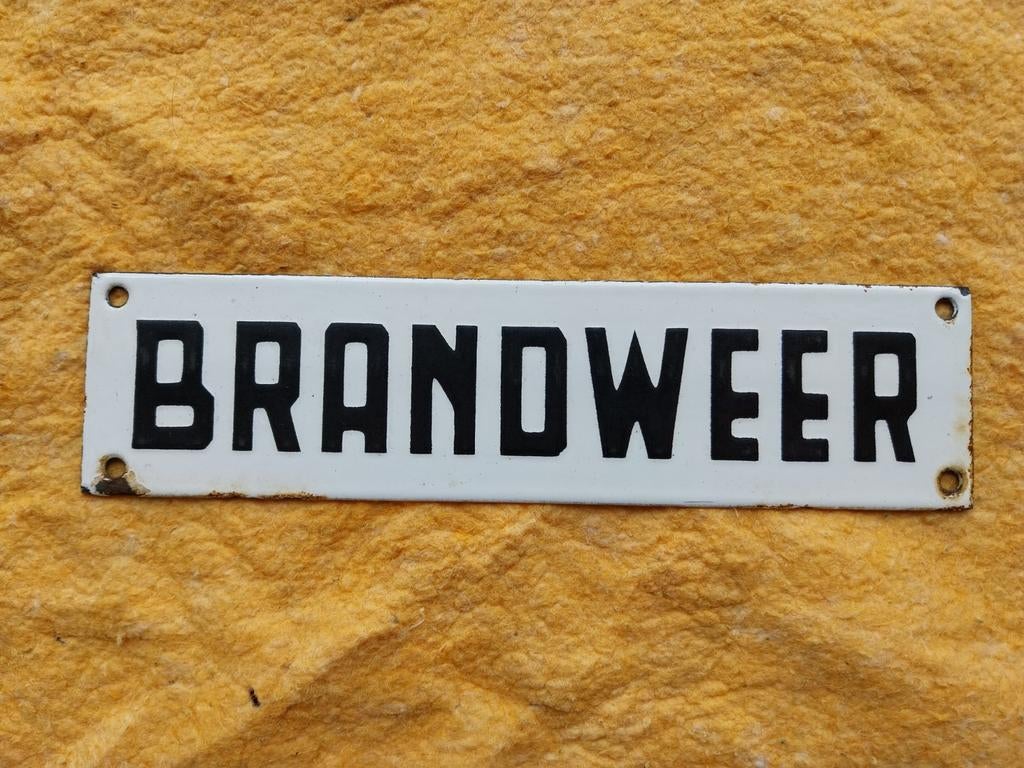 Emaille deurpostje brandweer 1930, Ophalen of Verzenden