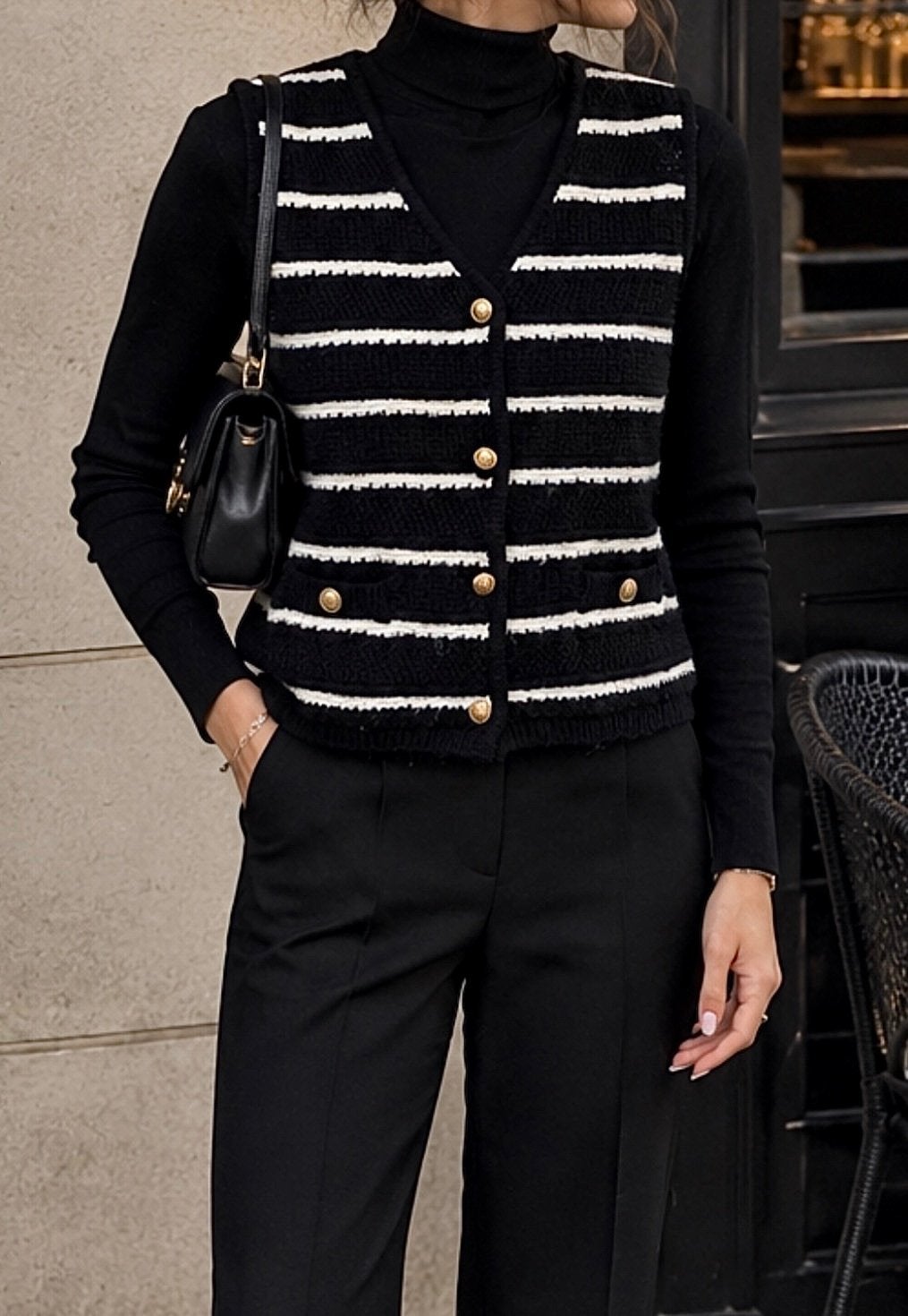 Gilet rayé noir et blanc / S-M, Vêtements | Femmes, Envoi, Taille 36 (S), Noir