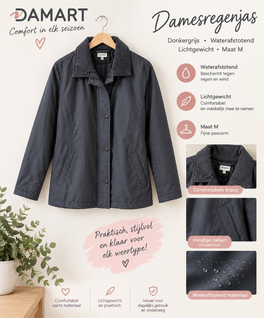donkergrijzedamesjas Damart - M, Vêtements | Femmes, Enlèvement ou Envoi, Neuf, Taille 38/40 (M), Gris