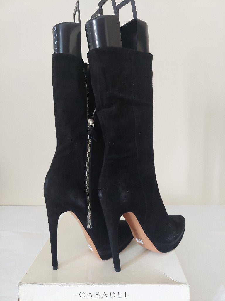 851C* CASADEI sexy nieuwe volledig leren zwarte laarzen (40), Hoge laarzen, Zwart, Nieuw, Ophalen of Verzenden