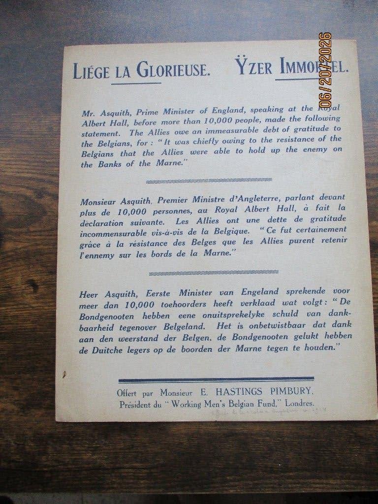 UK 1914. Affiche op karton, Verzenden