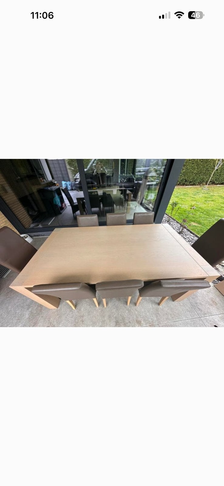 Prachtige massief houten eettafel met 6 lederen stoelen, Enlèvement ou Envoi, Comme neuf